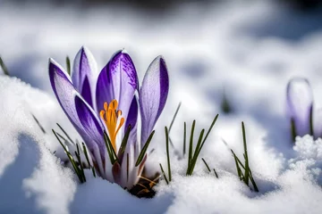 Foto op Plexiglas spring crocus flowers © Haleema
