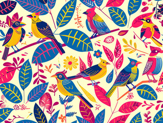 A bright tiled pattern in vivid colors