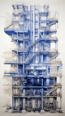 Fototapeta premium The intricate structure of a multi-story building