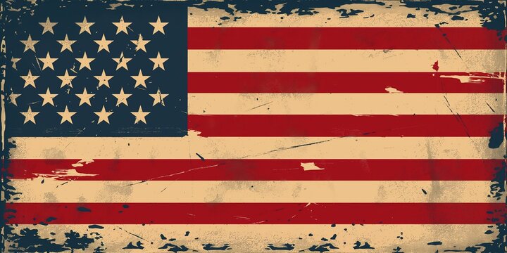 U.S. national flag grungy pattern vintage design, Generative Ai