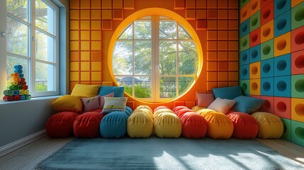 happy cheerful interior design toy-inspired theme living room, Generative Ai  - obrazy, fototapety, plakaty