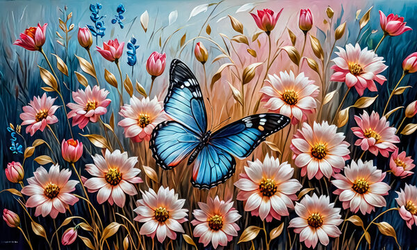 Tips and Tricks for Painting Spring Flowers With Oil Paints in Peach Tones and a Bright Orange Butterfly