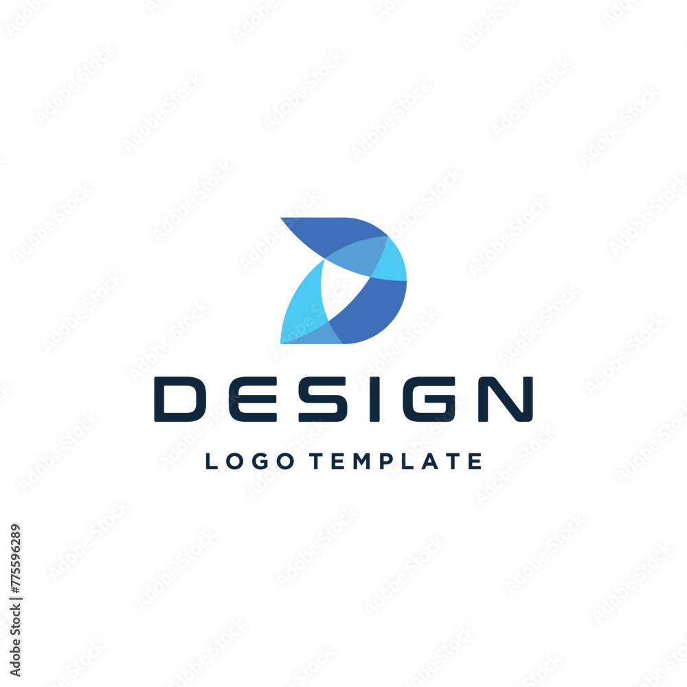 Poster modern initial letter d with low poly style logo design