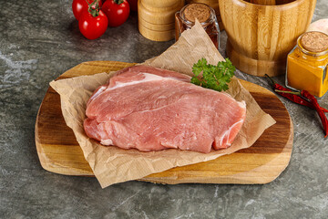 Raw pork schnitzel for cooking