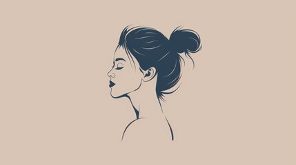 Vintage Logotype with Elegant Female Portrait Illustration Generative AI