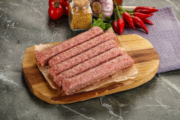Raw beef kebab sausage for grill