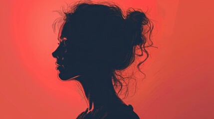 A Minimalistic Illustration of a Female Silhouette Generative AI