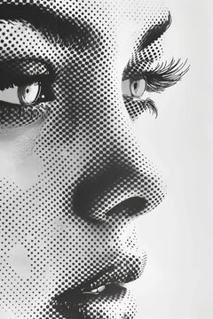 Halftone Print Style Art Print Generative AI