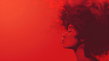 Young black African American woman illustration for fashion banner with copy space.  generative ai - obrazy, fototapety, plakaty