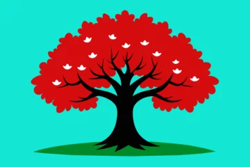 Foto op Plexiglas Red Oak tree vector design  © AL