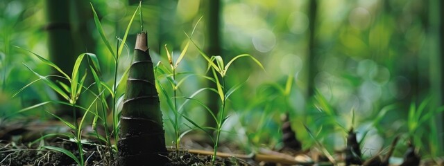 Bamboo shoot grow in the earth, The color is simple and fresh, The feeling of spring