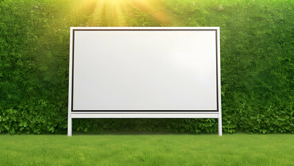 Blank horizontal billboard for outdoors advertising on spring summer green leaves background