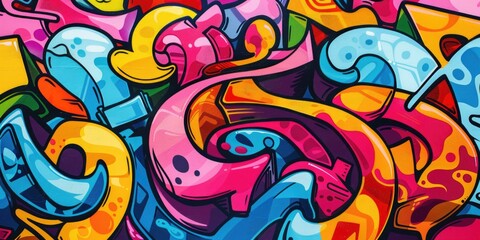 Fototapeta premium Abstract vibrant graffiti art with colorful swirls and patterns.