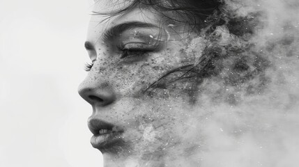 Ethereal Veil: A Hazy Portrait of Feminine Mystery Generative AI - obrazy, fototapety, plakaty