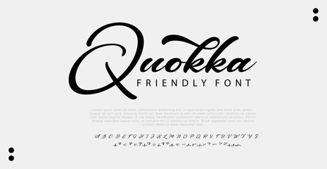Quokka Lettering Minimalist Fashion. Elegant alphabet letters serif font and number. Typography fonts regular uppercase, lowercase.