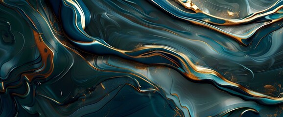 Luxury blue and gold Marble abstract acrylic background. Marbling artwork texture. Agate ripple pattern. Gold powder.