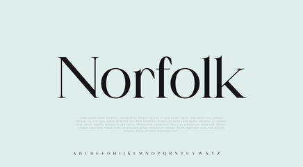 Norfolk Futuristic abstract modern techno font, abstract geometric sci fi bold display letter set, stencil clean stencil monospaced futuristic typeface
