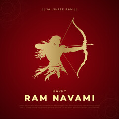 Happy Ram Navami Post and Greeting Card Design. Lord Ram Born Day Celebration Vector Illustration - obrazy, fototapety, plakaty