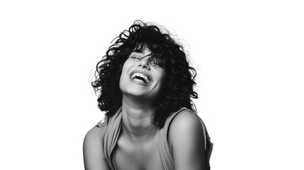 Obraz premium Beautiful woman smiling, isolated on transparent background