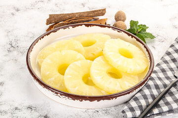 Sweet Canned pineapple in the bowl