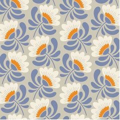 Fototapeta na wymiar Geometrical Retro Florals Background Wallpaper