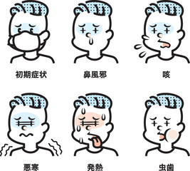 いろいろな症状の男性のイラスト