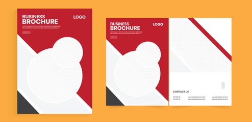 bifold a4 brochure design. bifold brochure templates. clean modern annual report brochure. corporate business marketing booklet, book cover, and handbook design. - obrazy, fototapety, plakaty
