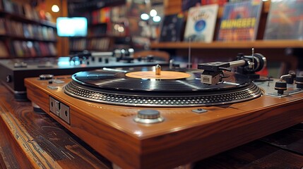 Vintage Record Store Spinning Classics for Music Aficionados