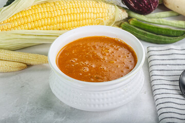 Vegan cuisine - hot tomato soup