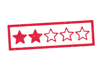 Vector illustration of two stars on five rating in red ink stamp - 775608289