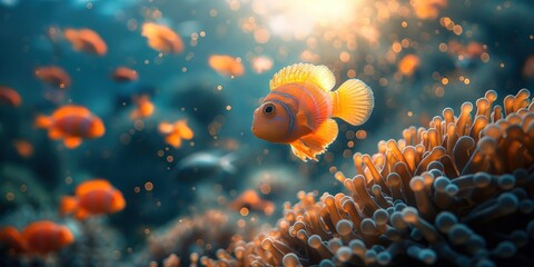 tropical coral reef fish under water world, Generative Ai	
