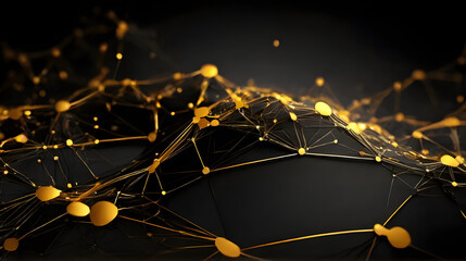 abstract black and gold virtual network - design element for technology background - connectivity backdrop illustration - generative ai