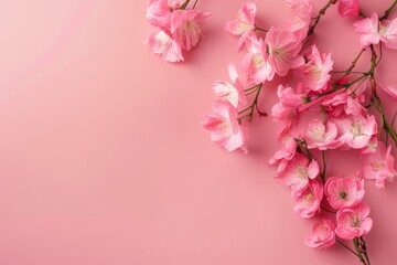 Fototapeta na wymiar Pink Flowers on Pink Background