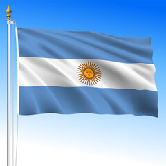 Argentina, official national waving flag, south america, vector illustration