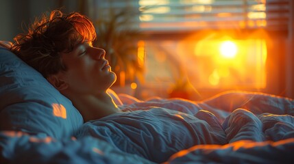 Obraz premium Awakening gently as dawn breaks, the person embraces the new day with refreshed vigor