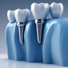 a 3d render of a dental implant in several shapes and forms