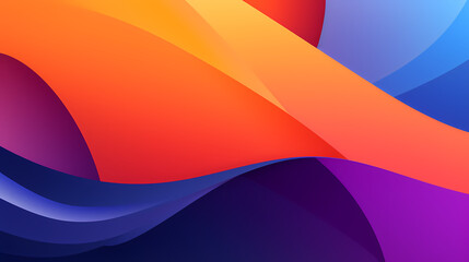 Multi colored abstract red orange green purple yellow gradient papercut overlap layers on dark blue background