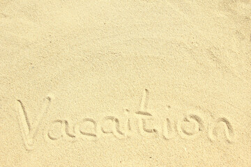 A drawing Vacaition on the sand by the sea travel background