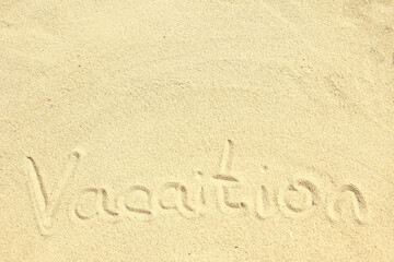 A drawing Vacaition on the sand by the sea travel background