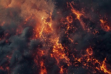 Massive Fire and Smoke Filling the Sky - obrazy, fototapety, plakaty
