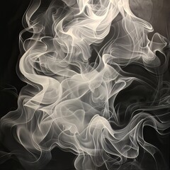 abstract smoke swirls background black and silver waves smooth trails