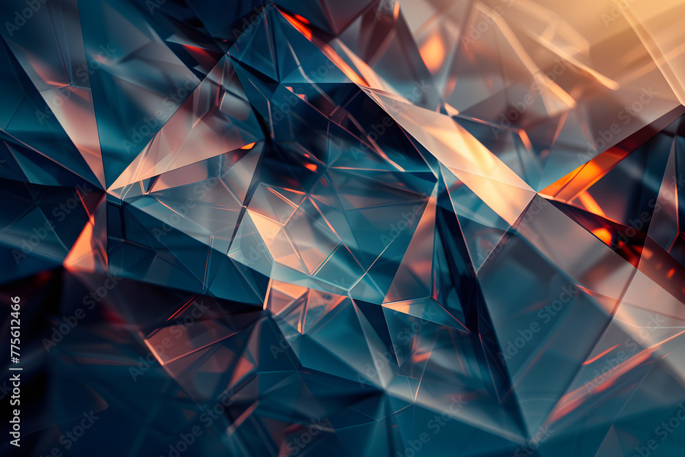 Poster this image showcases an intricate pattern of geometric crystal shapes, with a play of light creating
