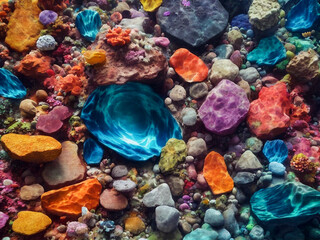 Fototapeta na wymiar Colorful stone underwater background