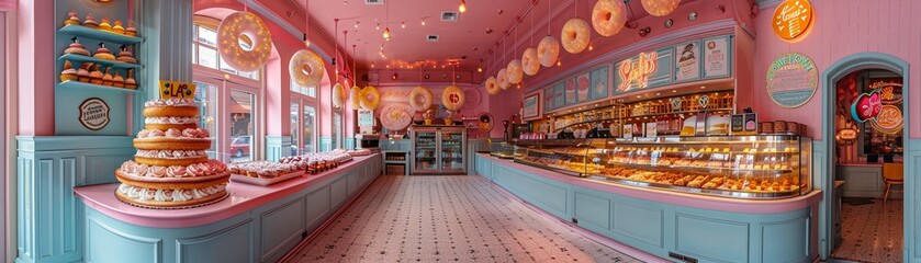 Whimsical cake shop with pastries that seem alive