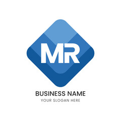 MR Logo, Letter Design Vector with Blue colors, Icon Design, Bold Font Logo.
