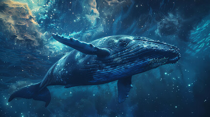 whale on the universe background, mythical animal concept	
 - obrazy, fototapety, plakaty