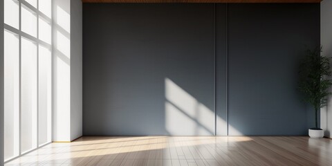 minimal design gray hall interior with empty gray wall, copy space.