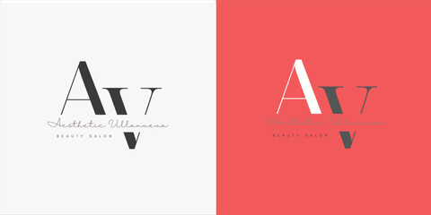 AV Letter Logo Design with Creative Modern Trendy Typography. premium AV logo monogram with gold circle frame. luxury initials design minimal modern typeface. Print - obrazy, fototapety, plakaty