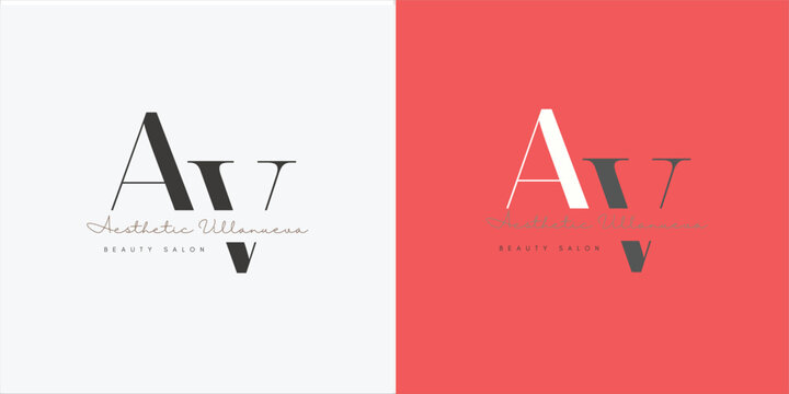 AV Letter Logo Design with Creative Modern Trendy Typography. premium AV logo monogram with gold circle frame. luxury initials design minimal modern typeface. Print