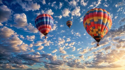 Fototapeta na wymiar Hot air balloons in the sky at sunset. Colorful hot air balloons.